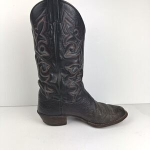 Vintage Amazonas Black Almond Toe Western Cowboy Boots, Sz. Mens 9, Womens 10.5
